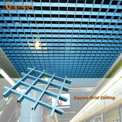 بناء جدار السقف تغطي مواد الديكور RAL 9016 شبكة سقف الخلية المعدنية المربعة المعلقة
